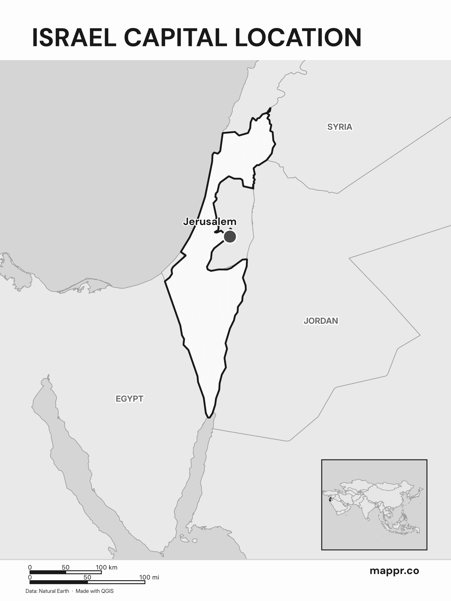 Israel Maps — Free Printable Maps of Israel | Mappr