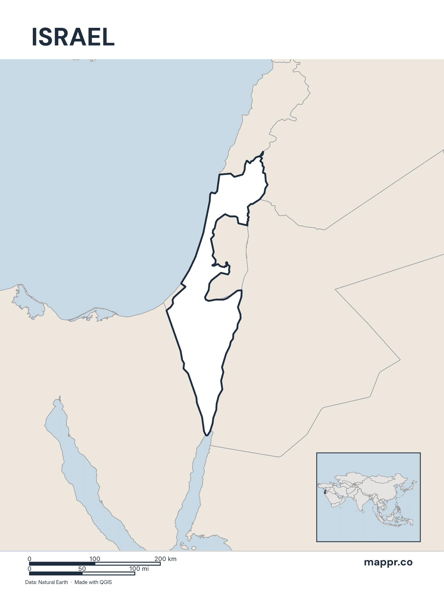 Israel Maps — Free Printable Maps of Israel | Mappr