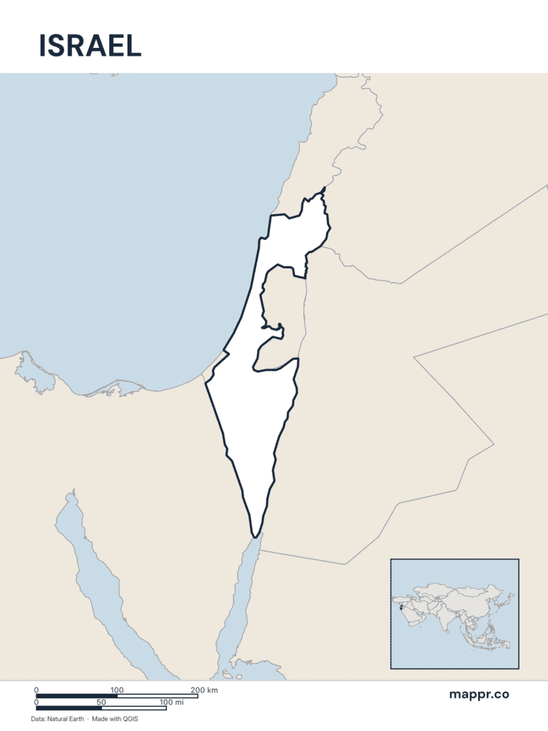 Israel Line Map Israel Maps — Free Printable Maps of Israel | Mappr