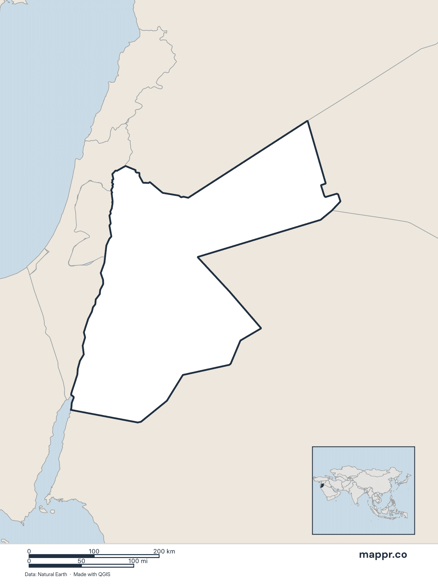 Jordan Maps — Free Printable Maps of Jordan | Mappr