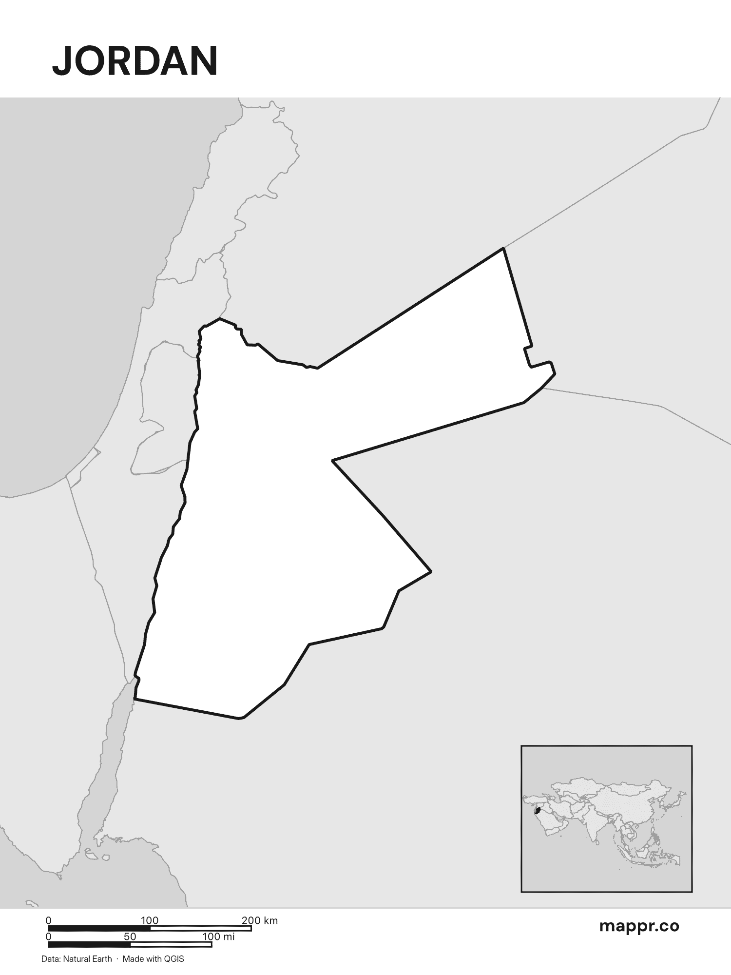Jordan Maps — Free Printable Maps of Jordan | Mappr