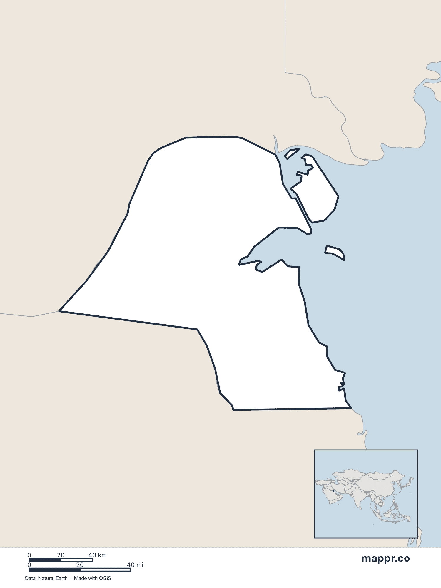 Kuwait Maps — Free Printable Maps of Kuwait | Mappr