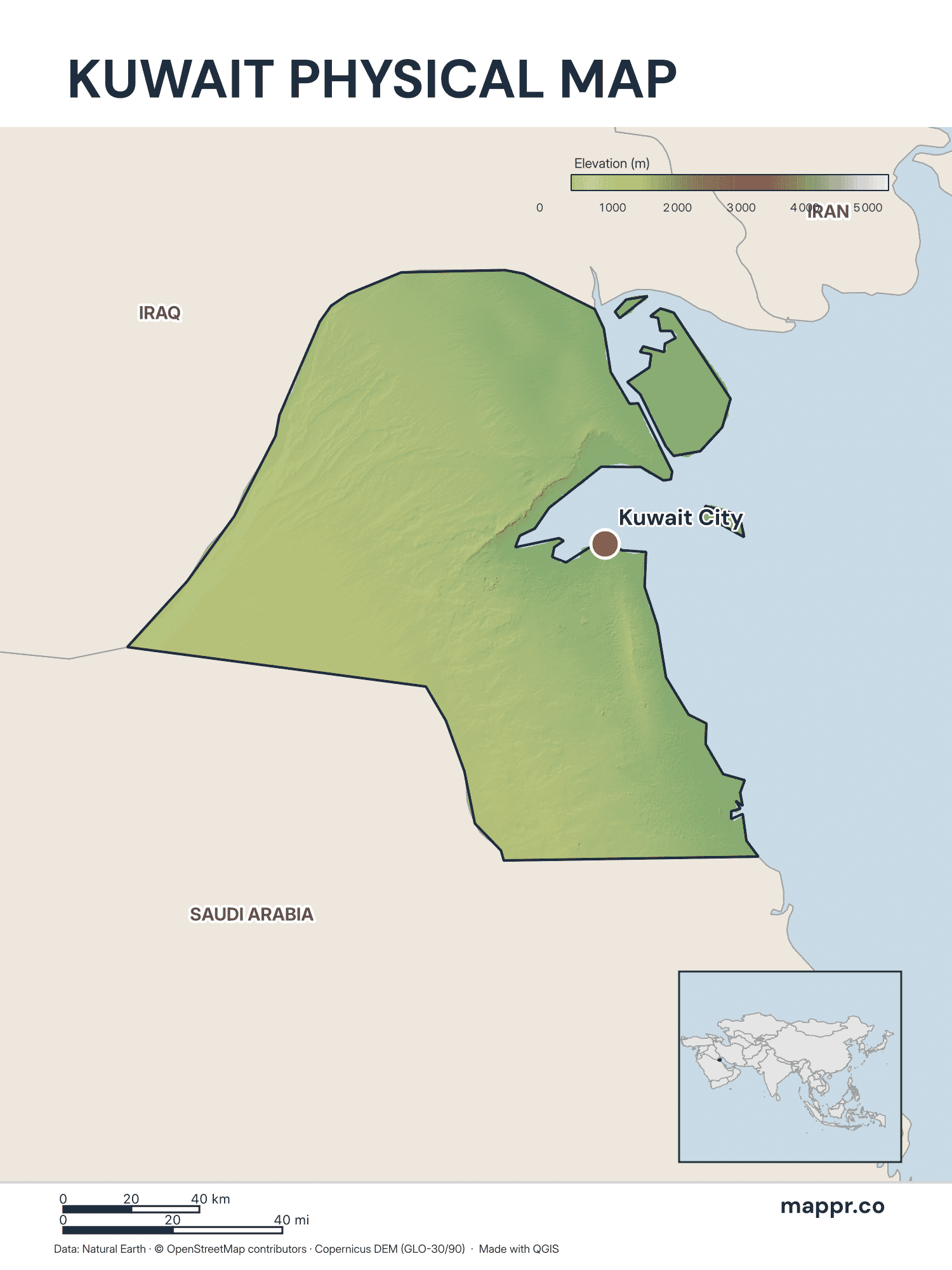 Kuwait Maps — Free Printable Maps of Kuwait | Mappr