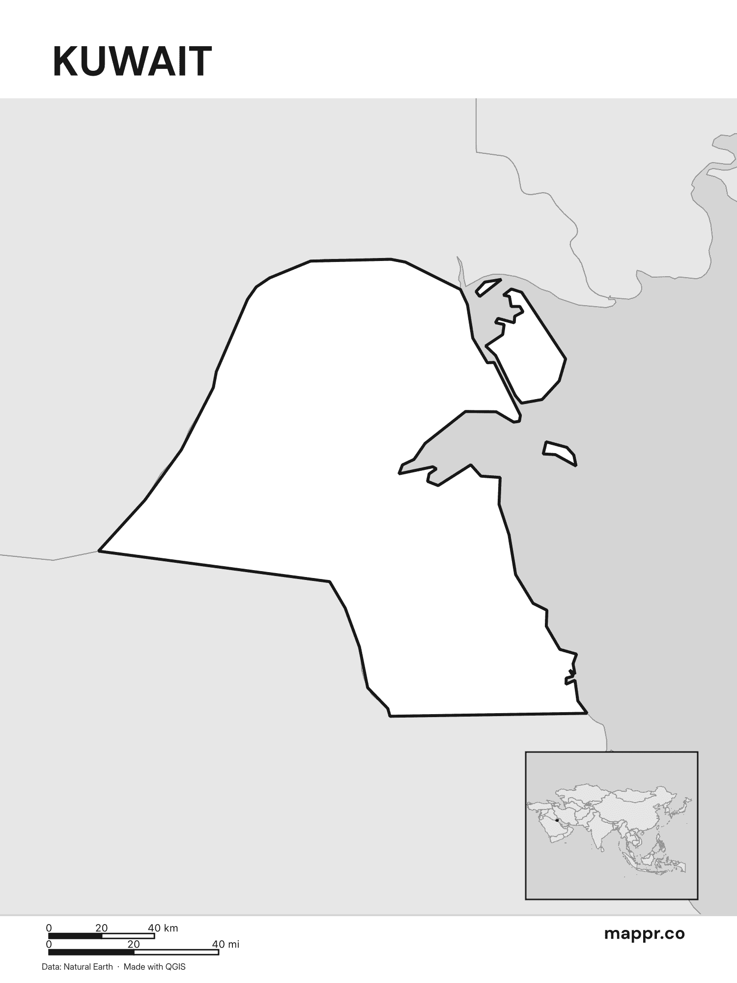 Kuwait Maps — Free Printable Maps of Kuwait | Mappr