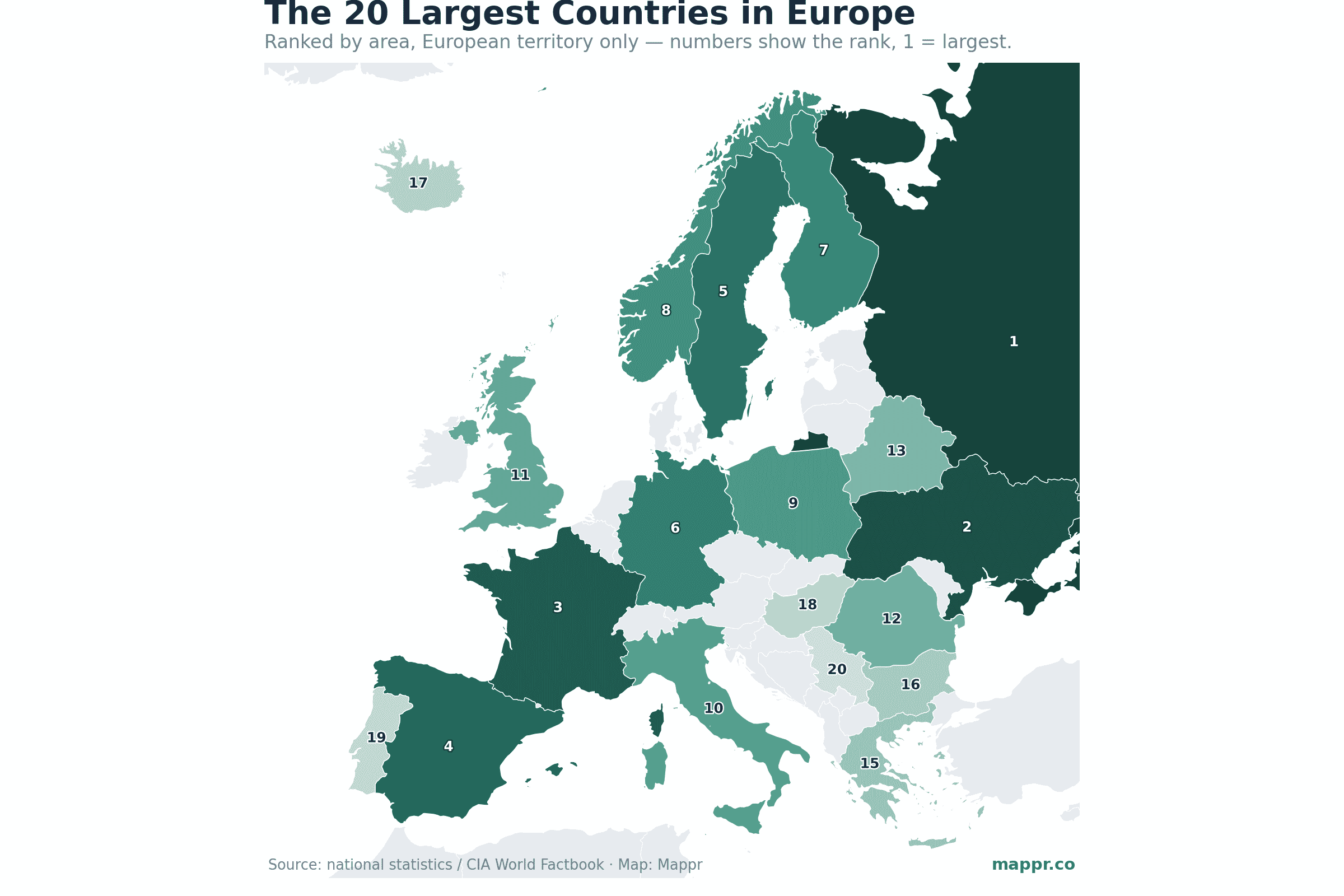 The 20 Largest Countries in Europe