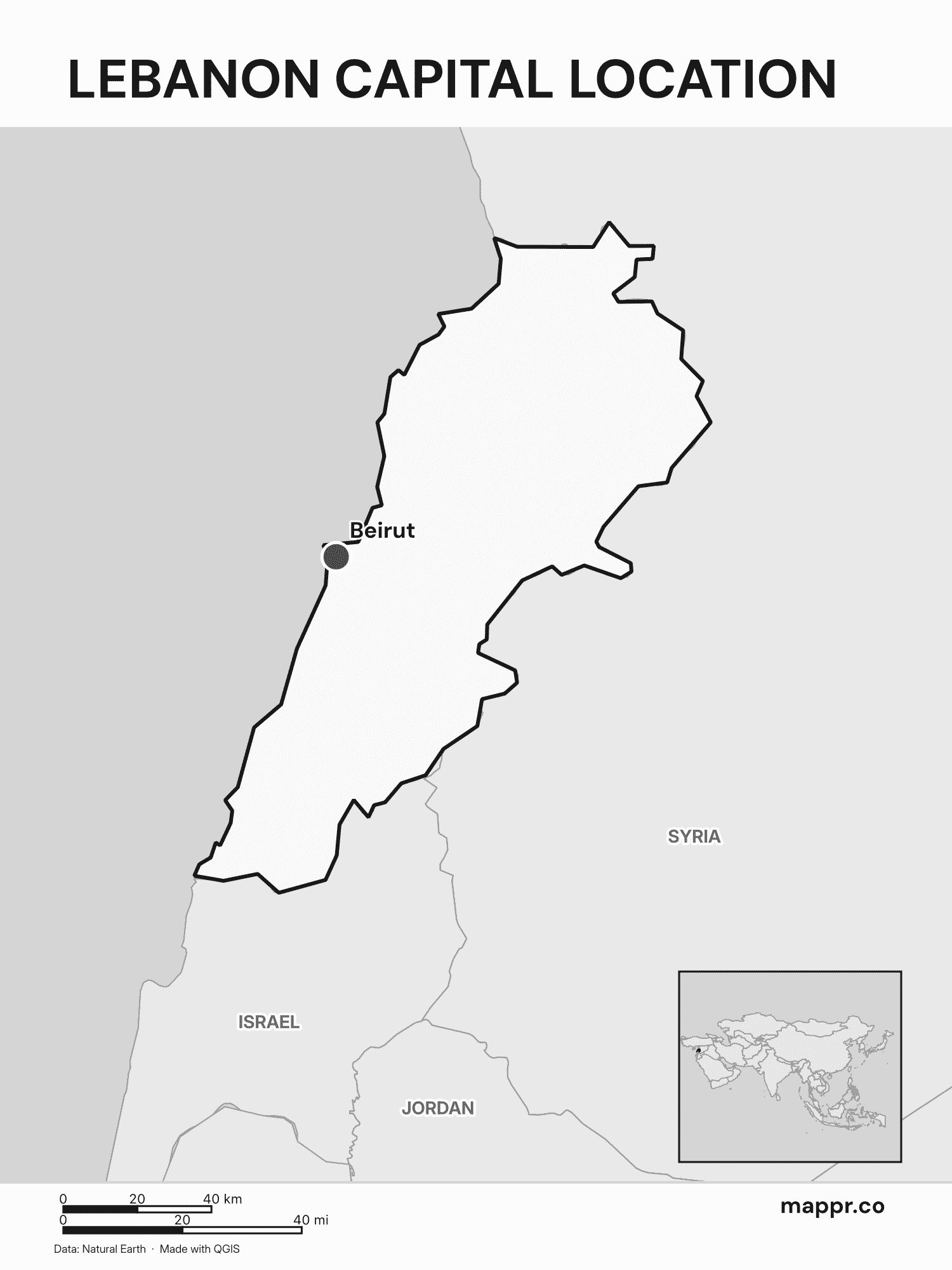 Lebanon Maps — Free Printable Maps of Lebanon | Mappr