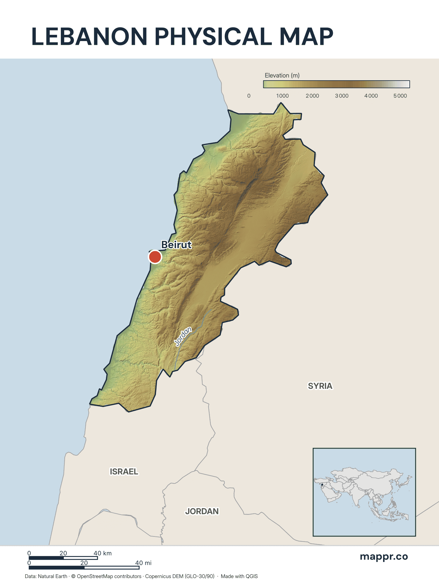 Lebanon Maps — Free Printable Maps of Lebanon | Mappr
