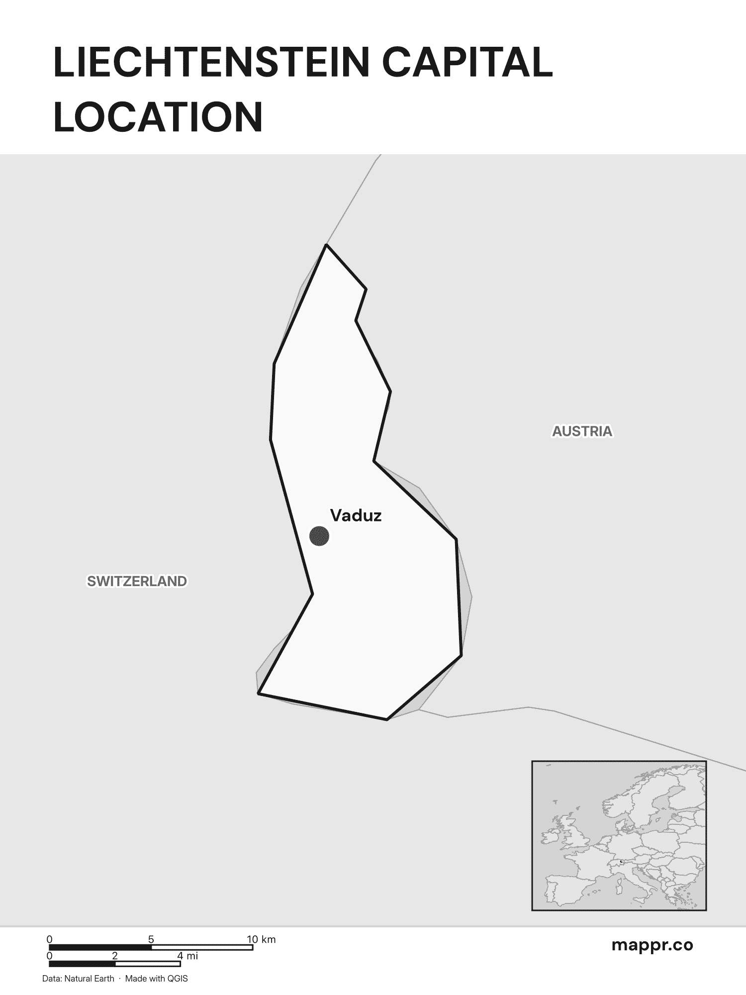 Liechtenstein Maps — Free Printable Maps of Liechtenstein | Mappr