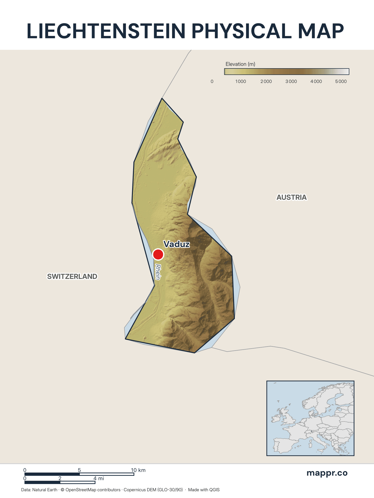 Liechtenstein Maps — Free Printable Maps of Liechtenstein | Mappr