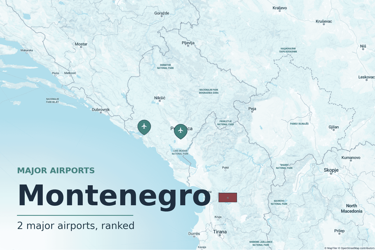 Major Airports in Montenegro