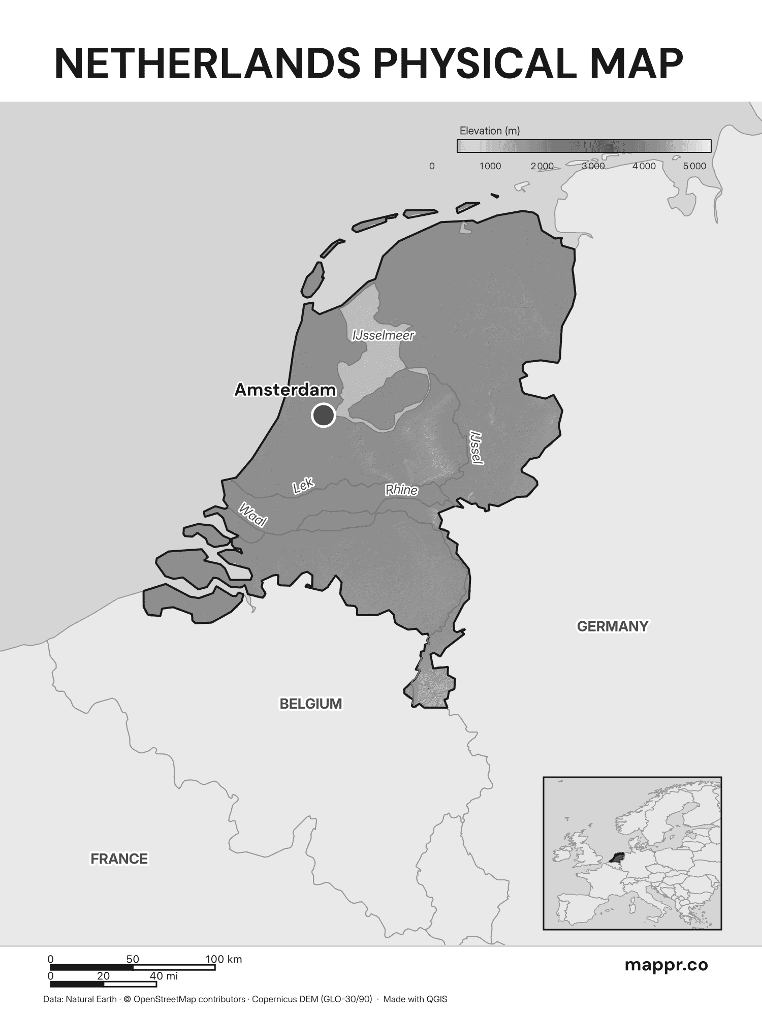 Netherlands Maps — Free Printable Maps of the Netherlands | Mappr