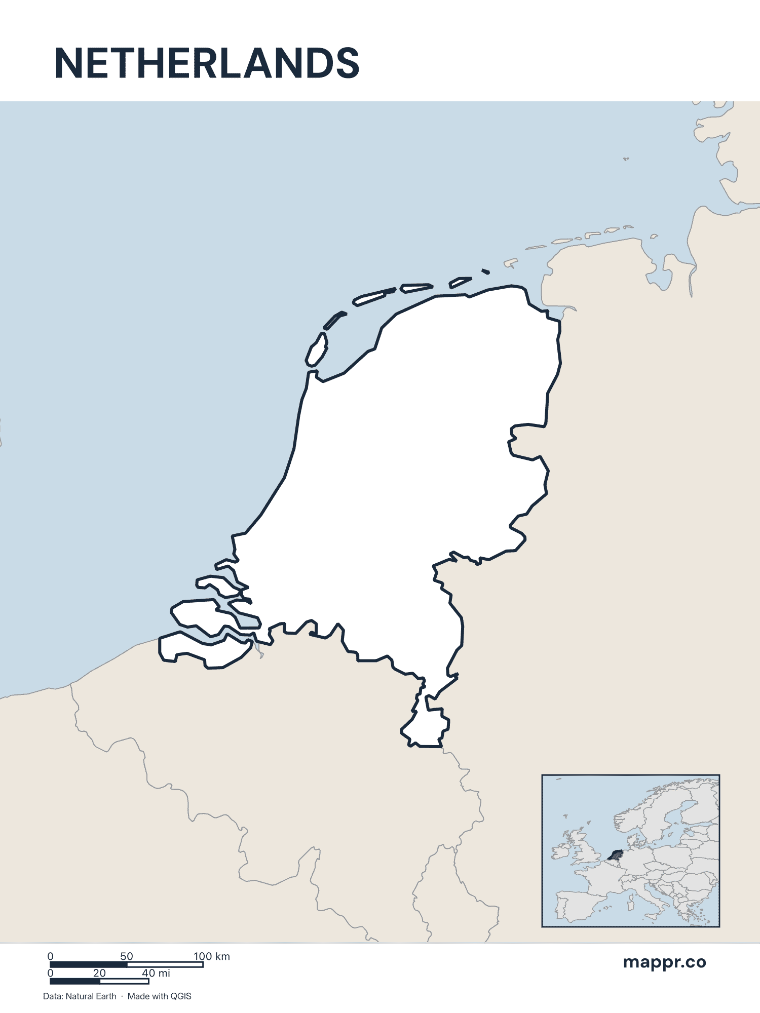 Netherlands Maps — Free Printable Maps of the Netherlands | Mappr