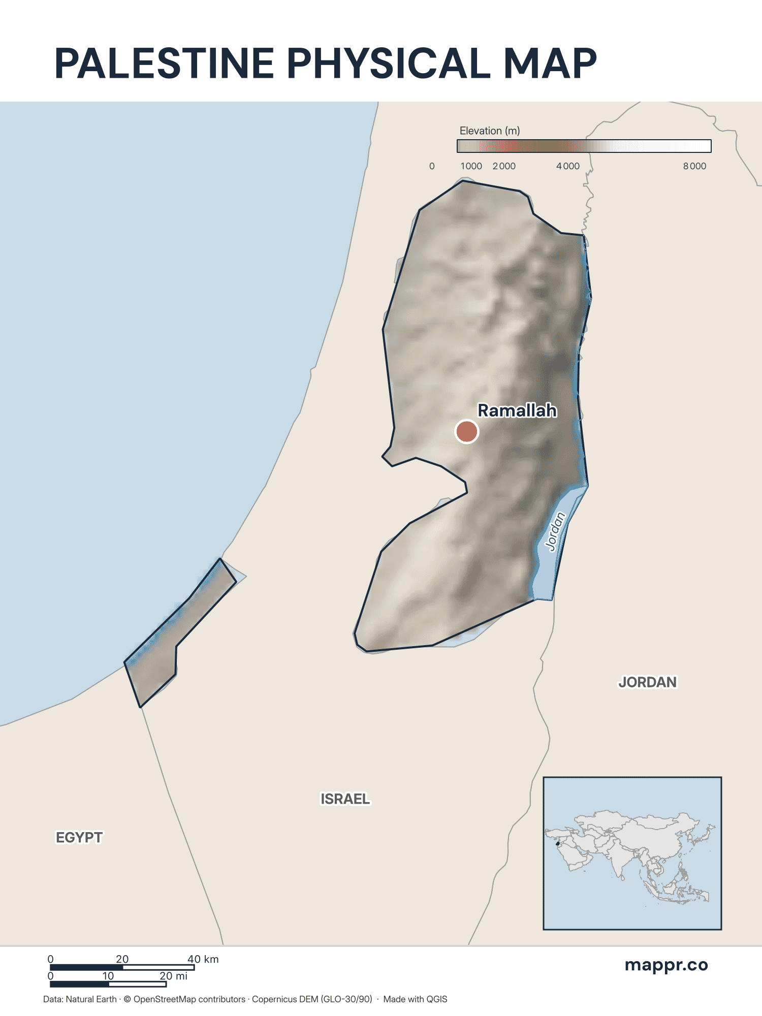 Palestine Maps — Free Printable Maps of Palestine | Mappr