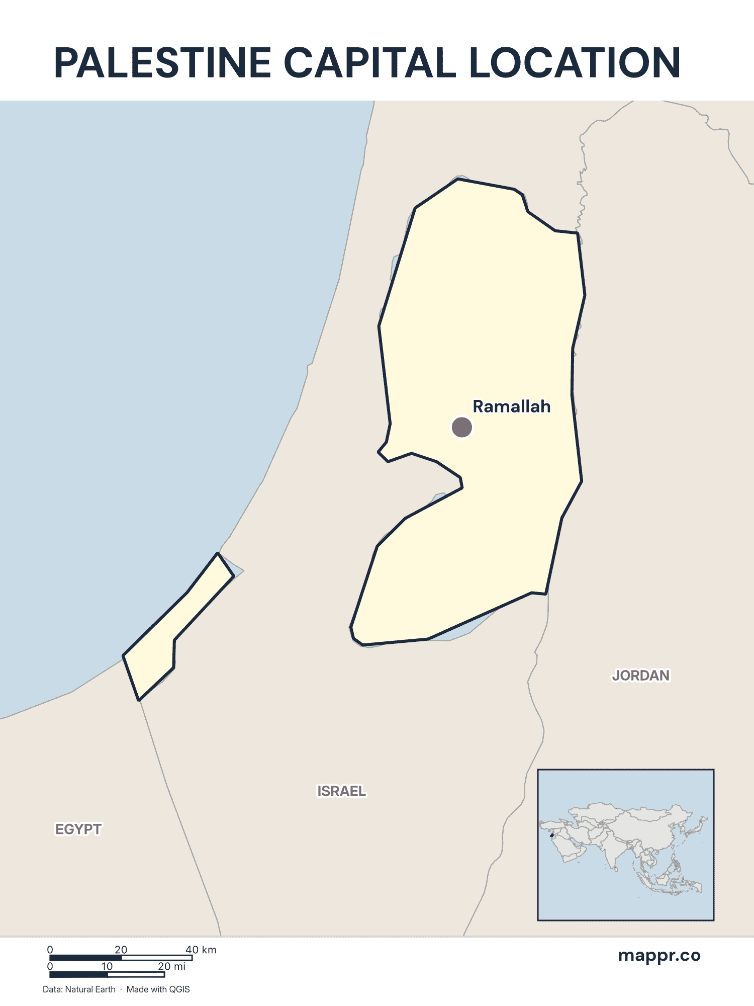 Palestine Maps — Free Printable Maps of Palestine | Mappr