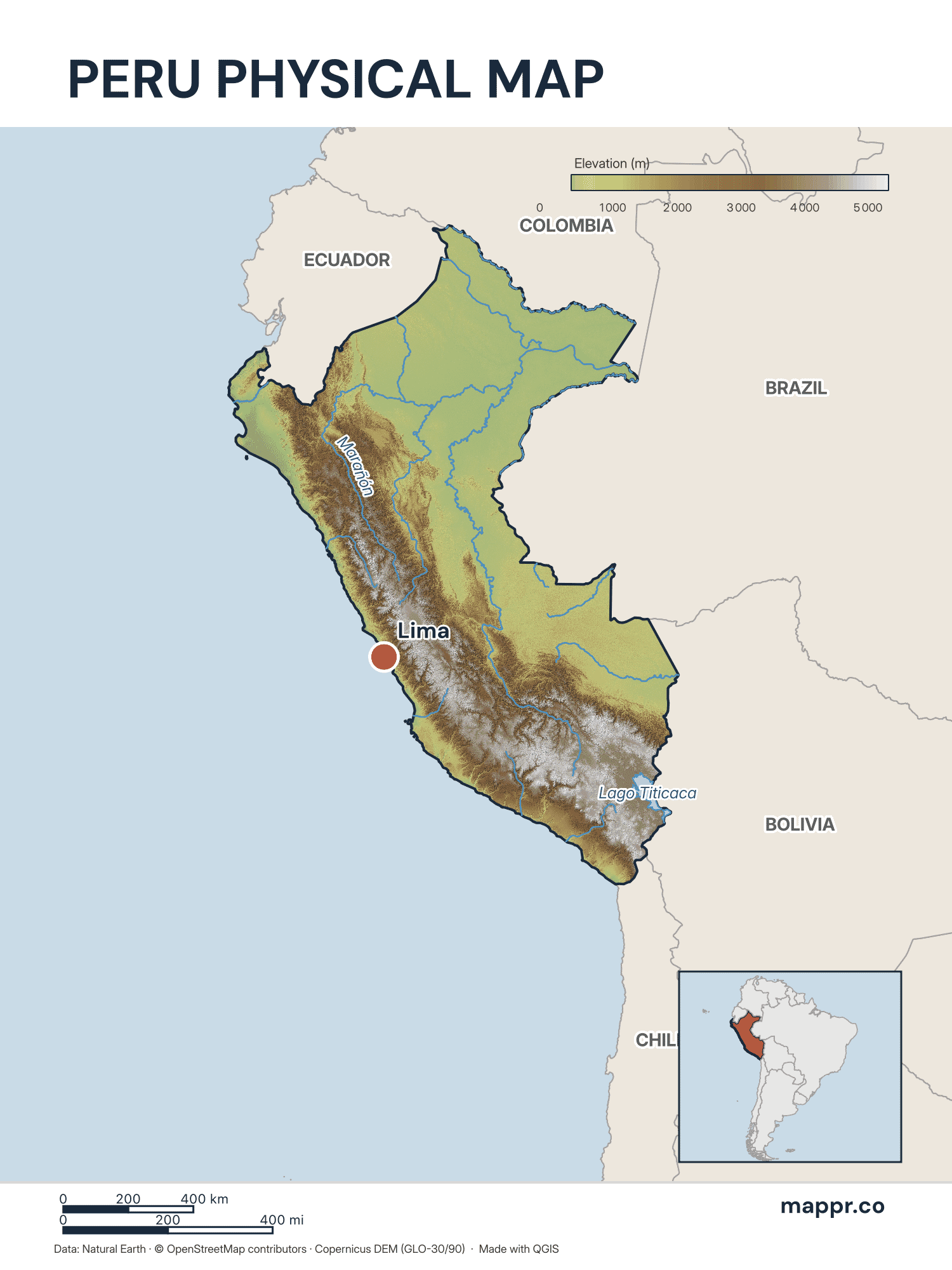 Peru Maps — Free Printable Maps of Peru | Mappr