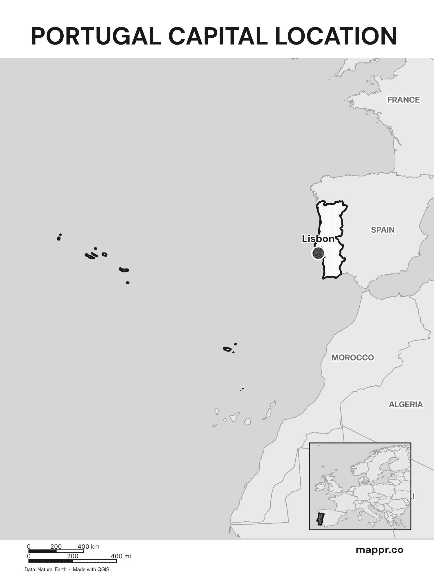 Portugal Maps — Free Printable Maps of Portugal | Mappr