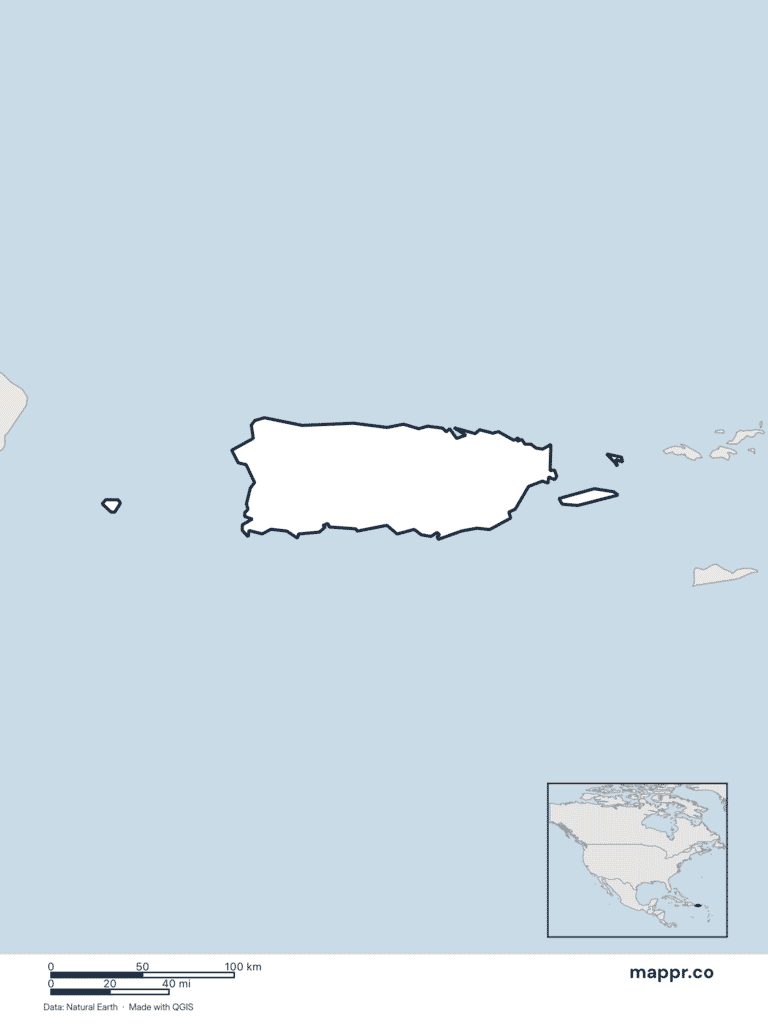 Puerto Rico Line Map Puerto Rico Maps — Free Printable Maps of Puerto Rico | Mappr