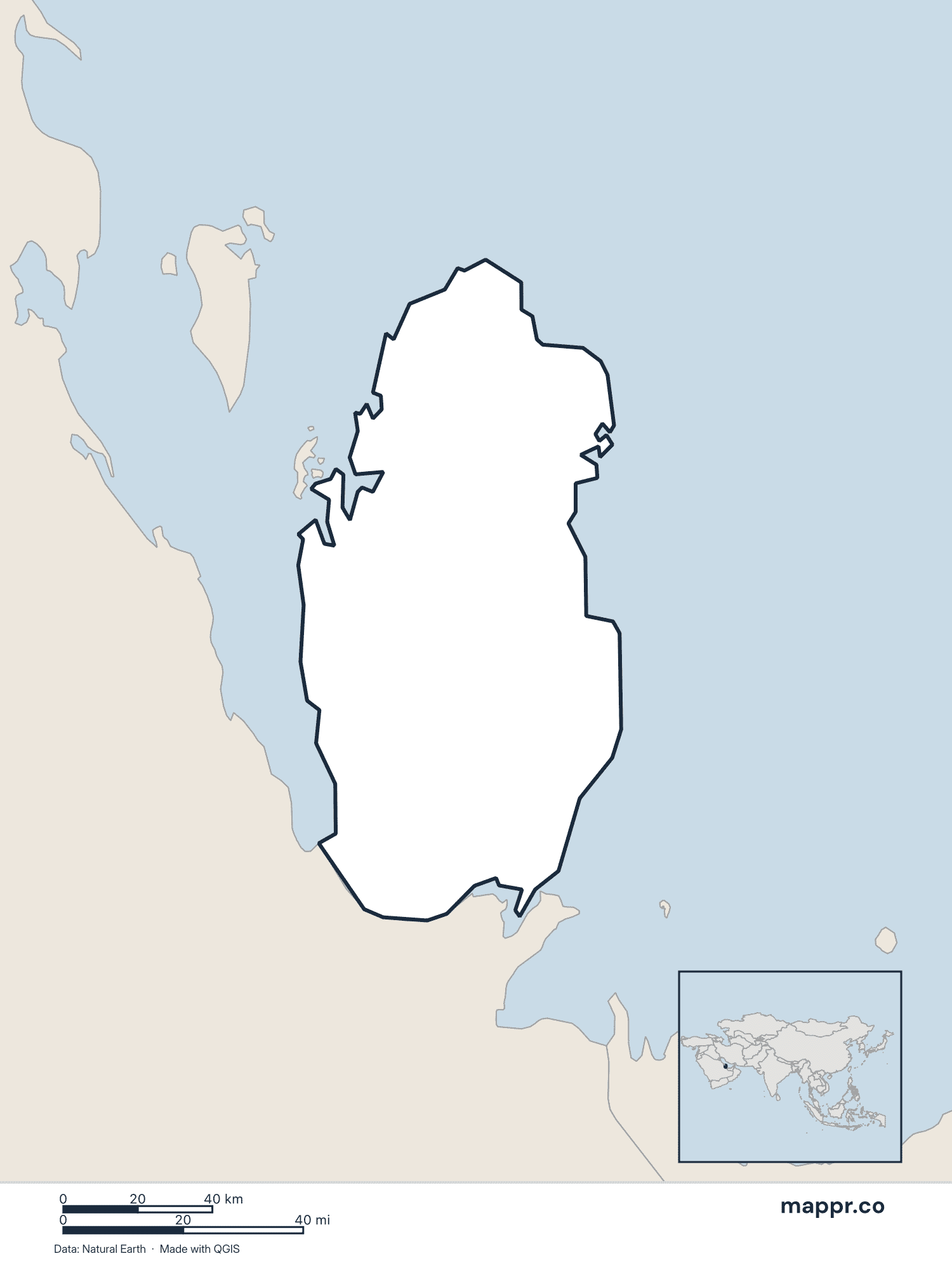 Qatar Maps — Free Printable Maps of Qatar | Mappr