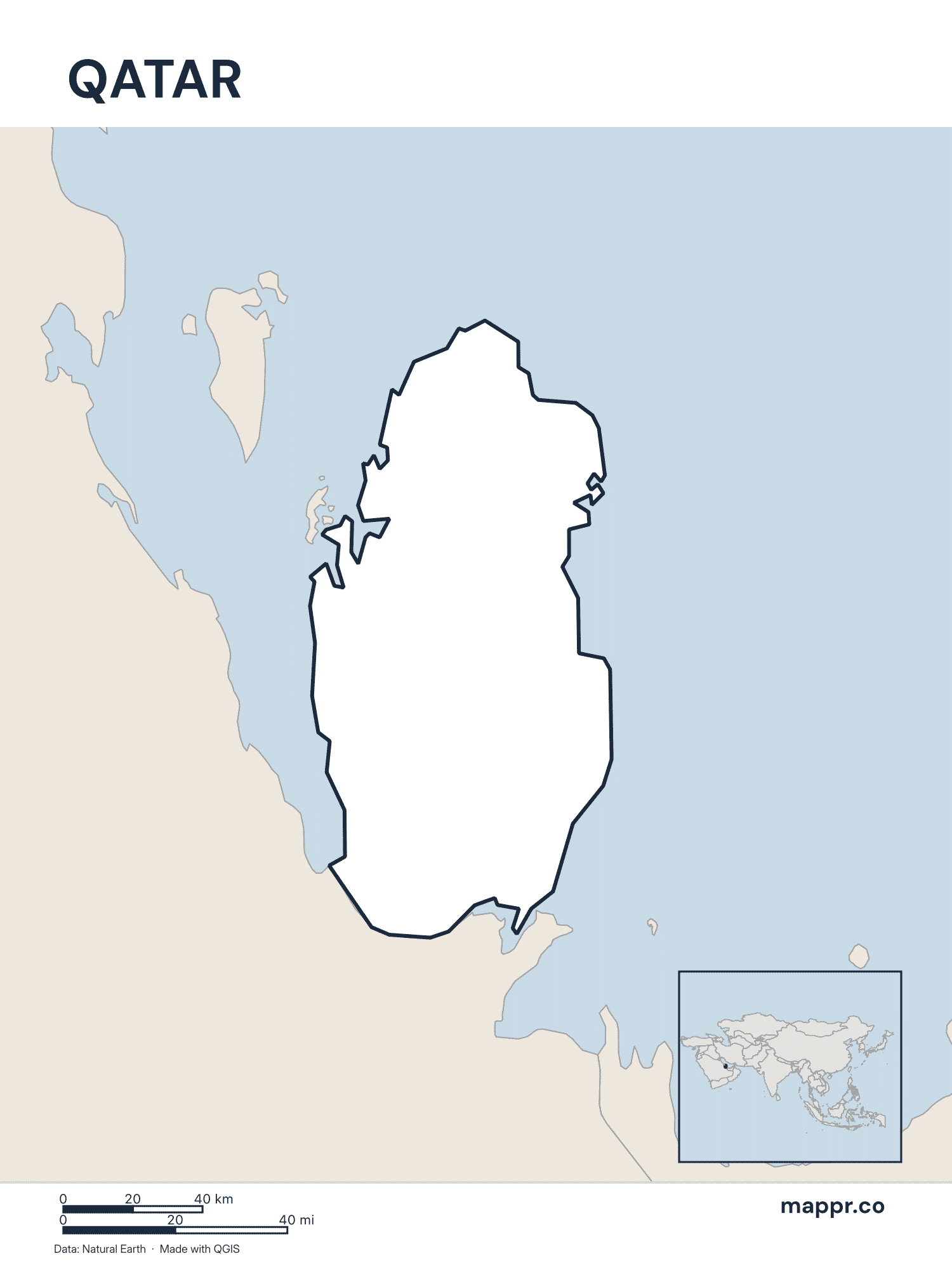 Qatar Maps — Free Printable Maps of Qatar | Mappr