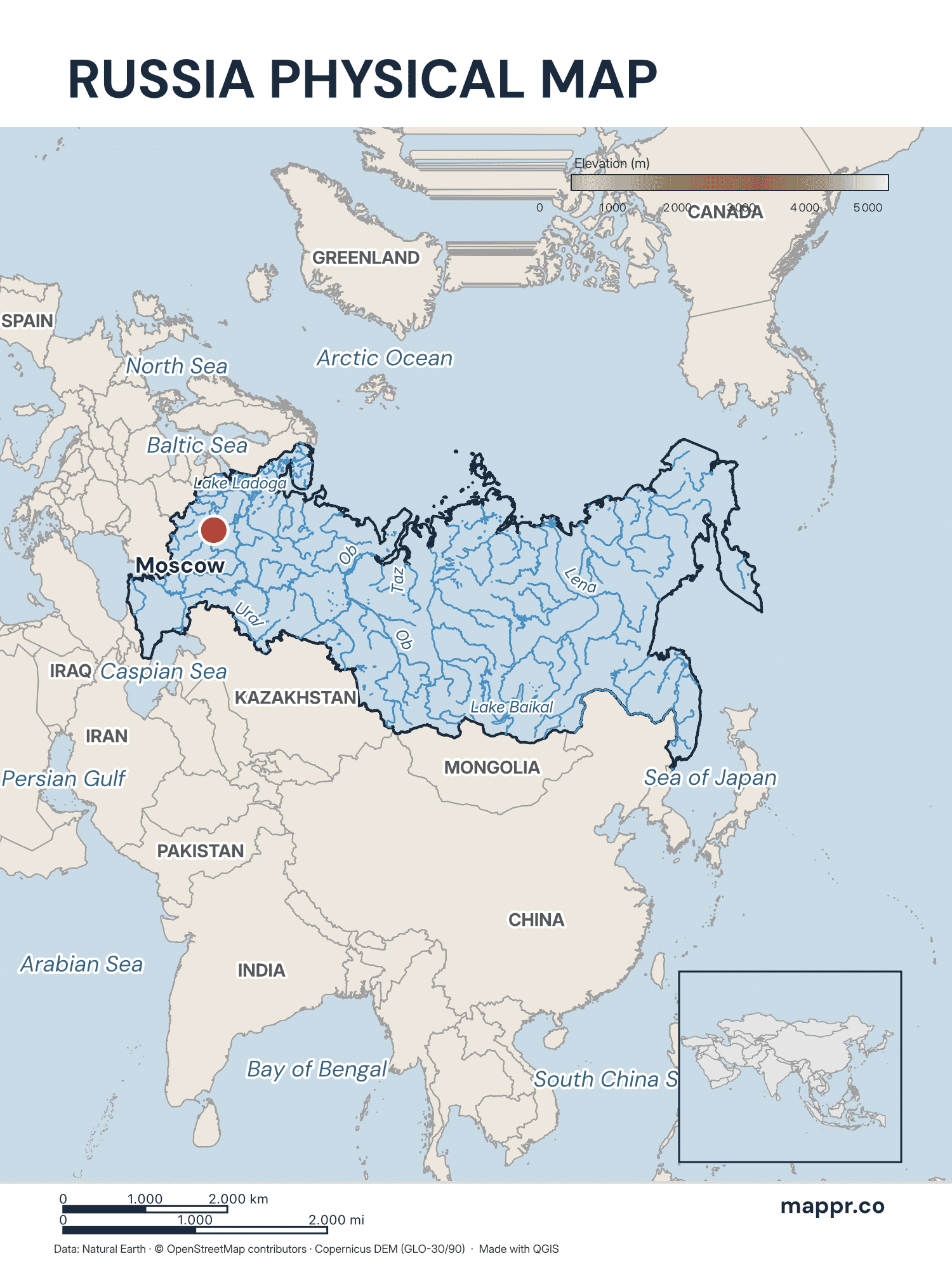 Russia Maps — Free Printable Maps of Russia | Mappr