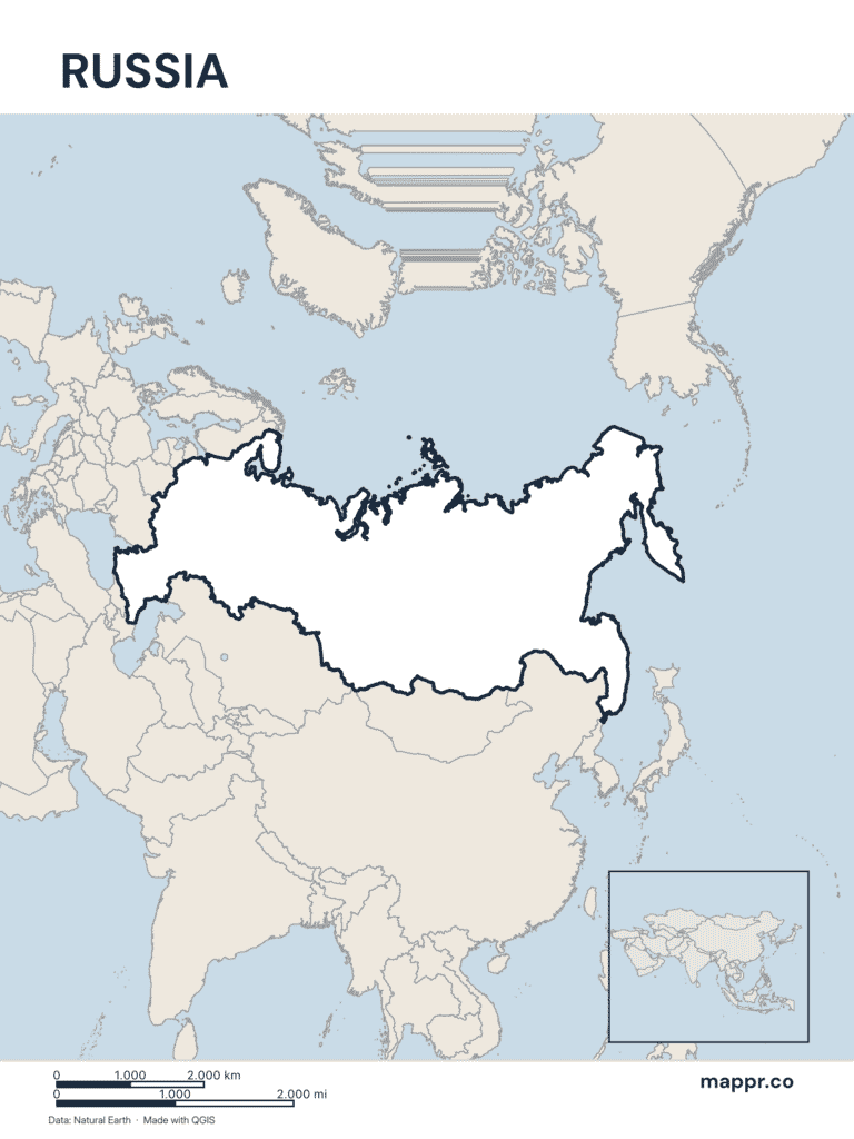 Russia Small Map Russia Maps — Free Printable Maps of Russia | Mappr