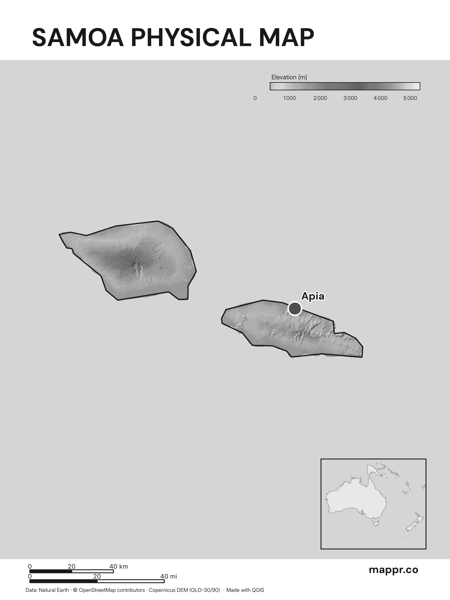 Samoa Maps — Free Printable Maps of Samoa | Mappr