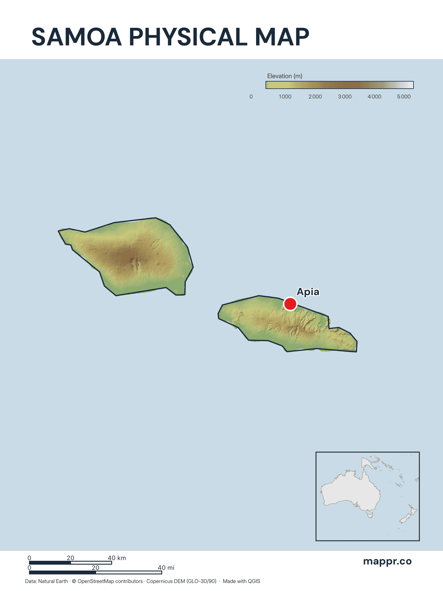 Samoa Maps — Free Printable Maps of Samoa | Mappr