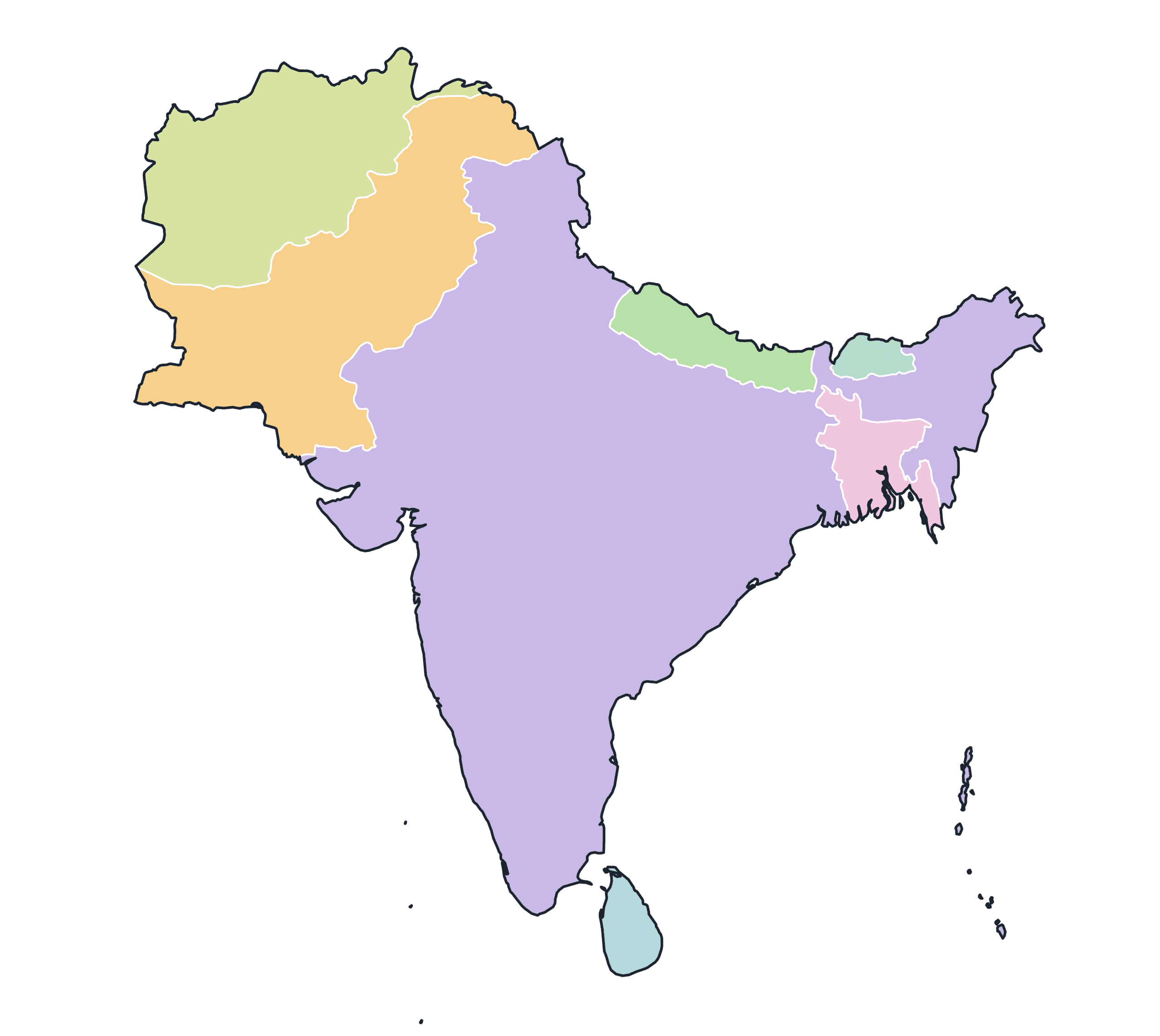 South Asia Blank Maps