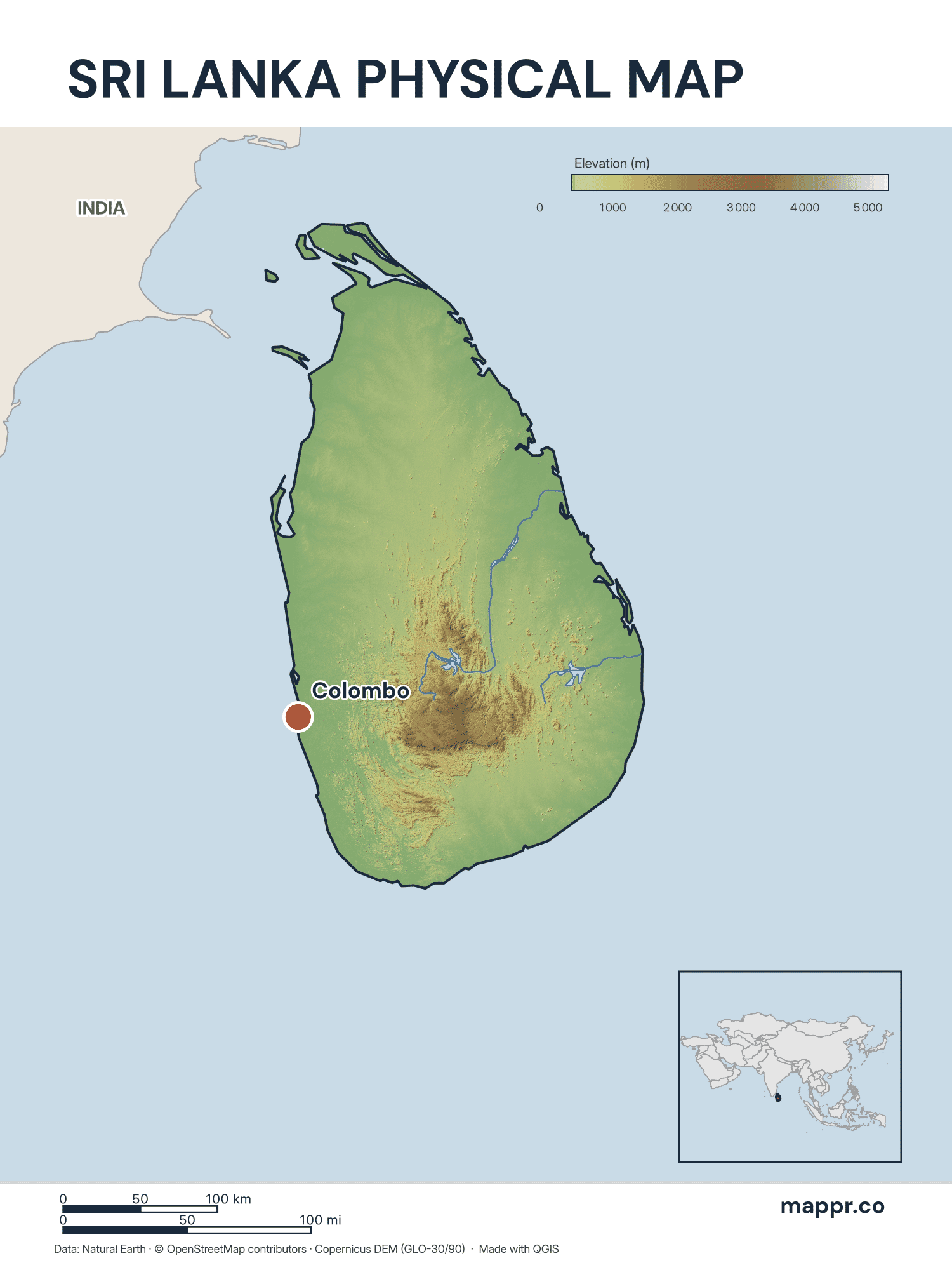 Sri Lanka Maps — Free Printable Maps of Sri Lanka | Mappr