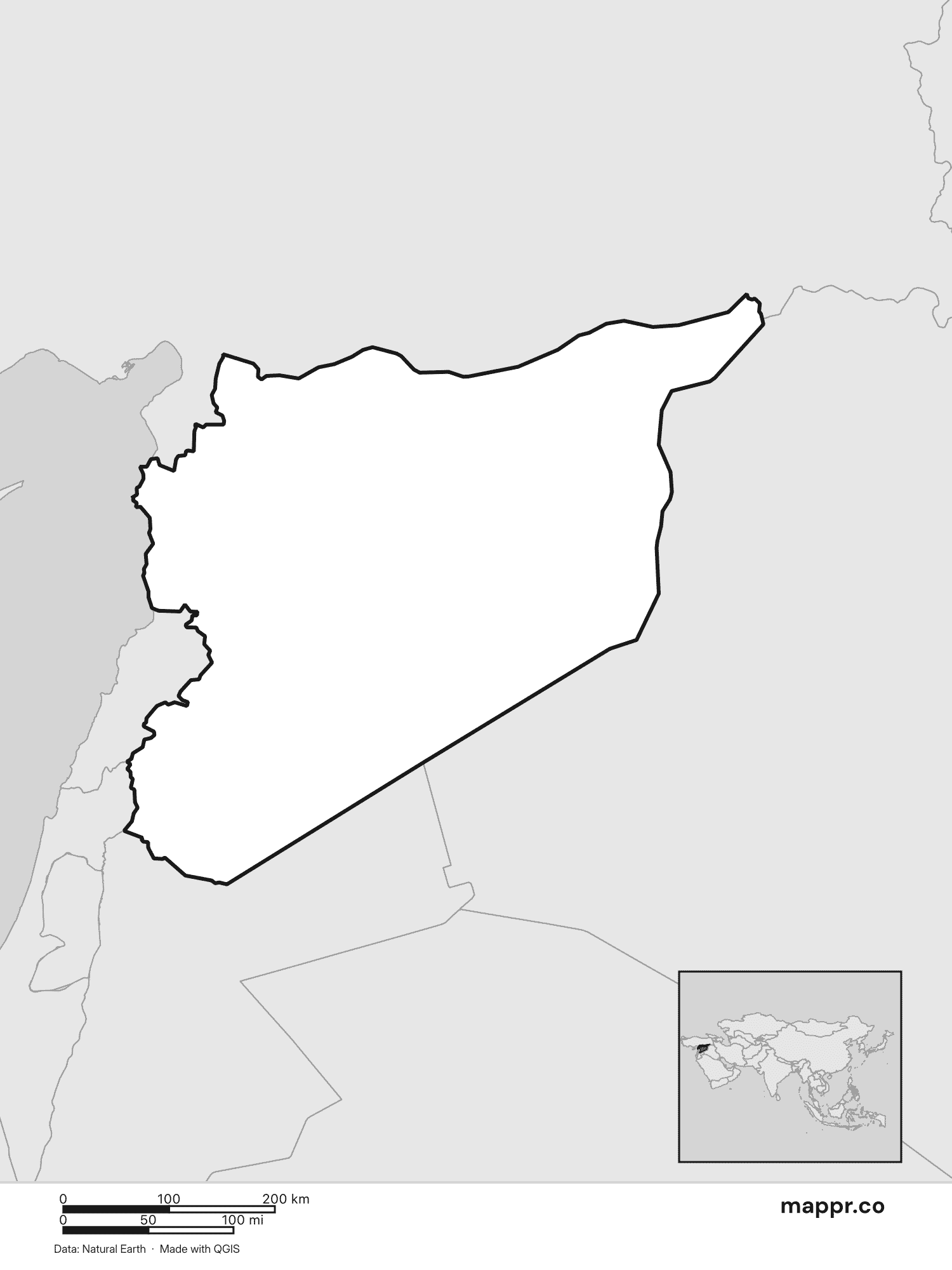 Syria Maps — Free Printable Maps of Syria | Mappr