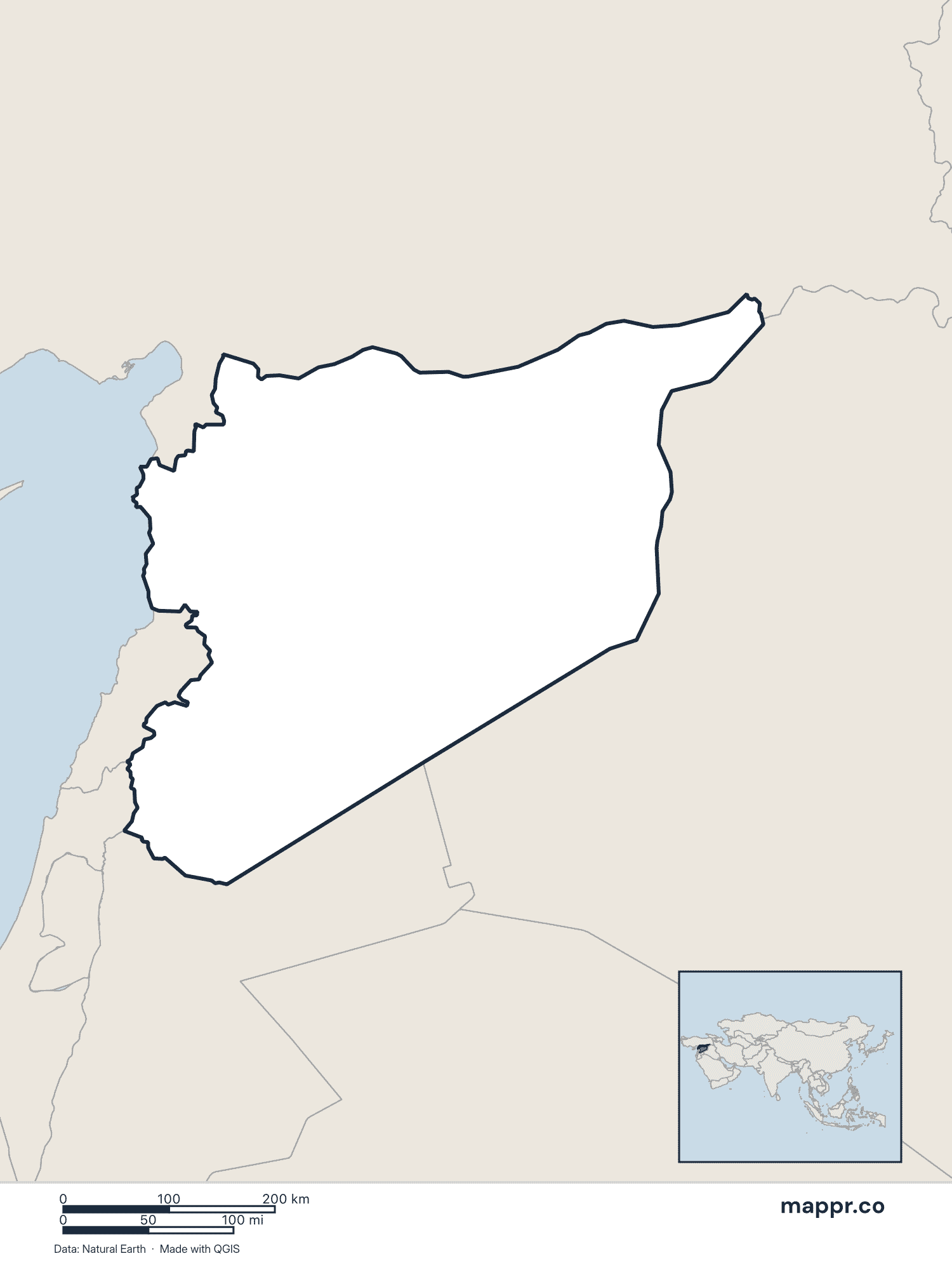 Syria Maps — Free Printable Maps of Syria | Mappr