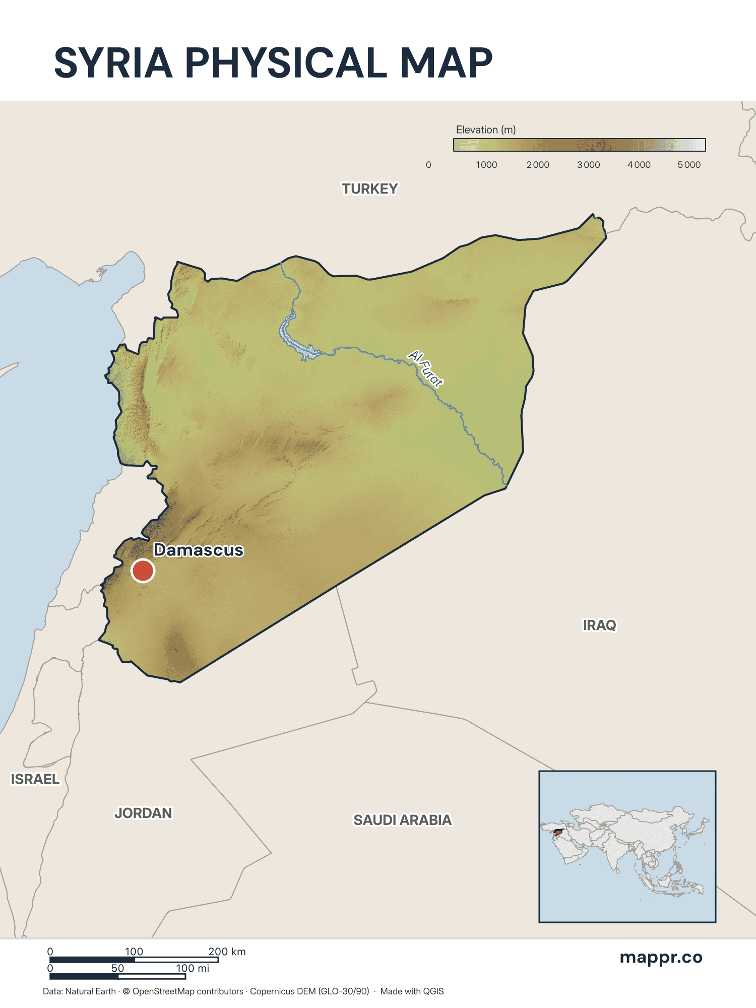 Syria Maps — Free Printable Maps of Syria | Mappr