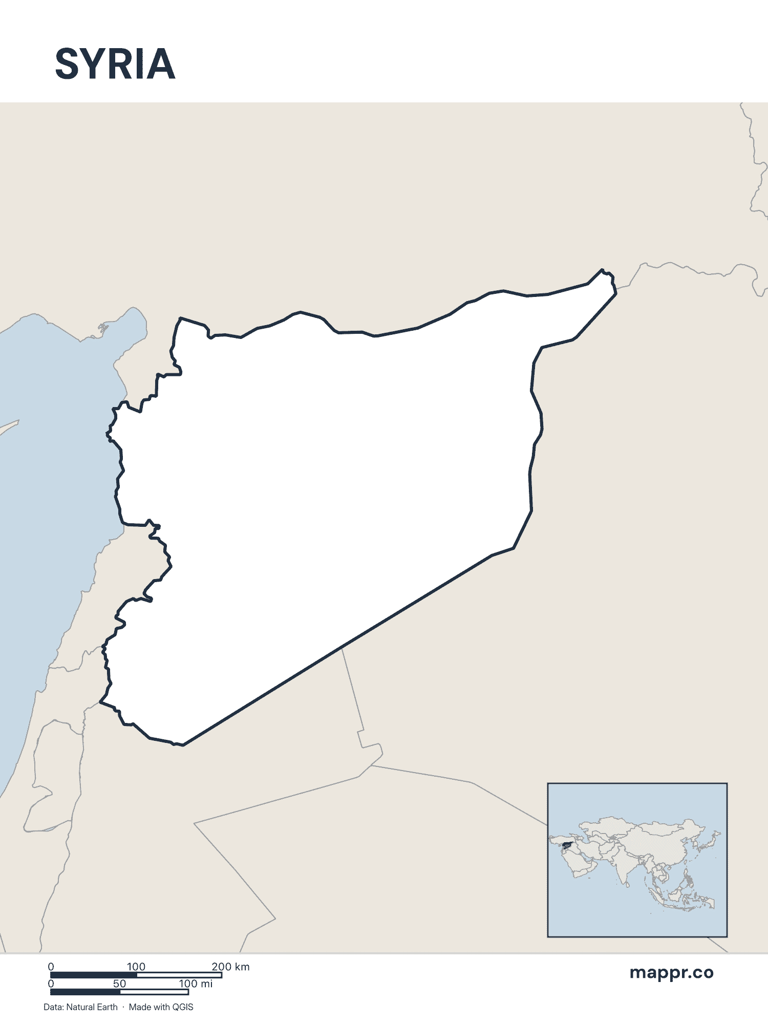 Syria Maps — Free Printable Maps of Syria | Mappr