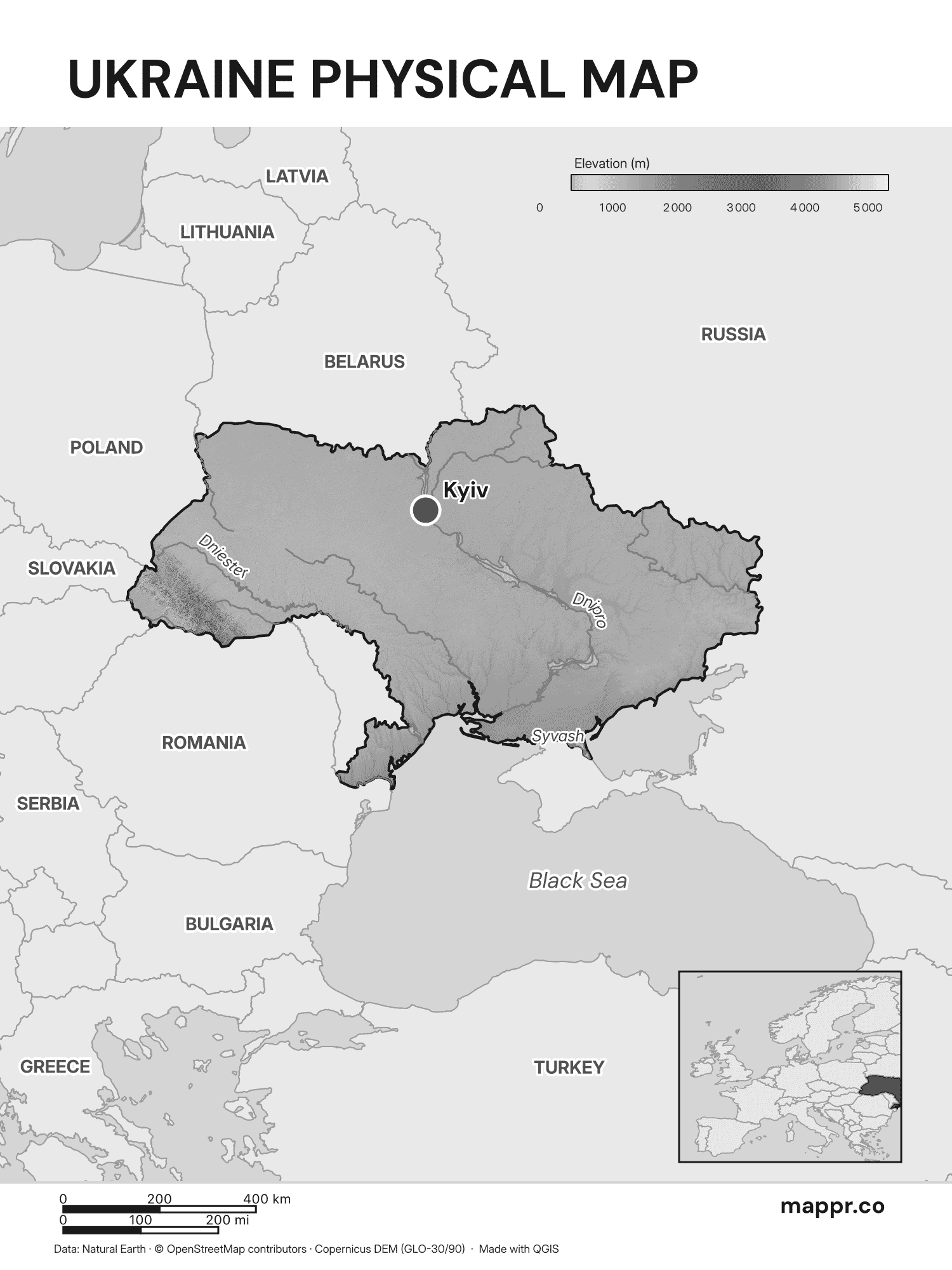 Ukraine Maps — Free Printable Maps of Ukraine | Mappr