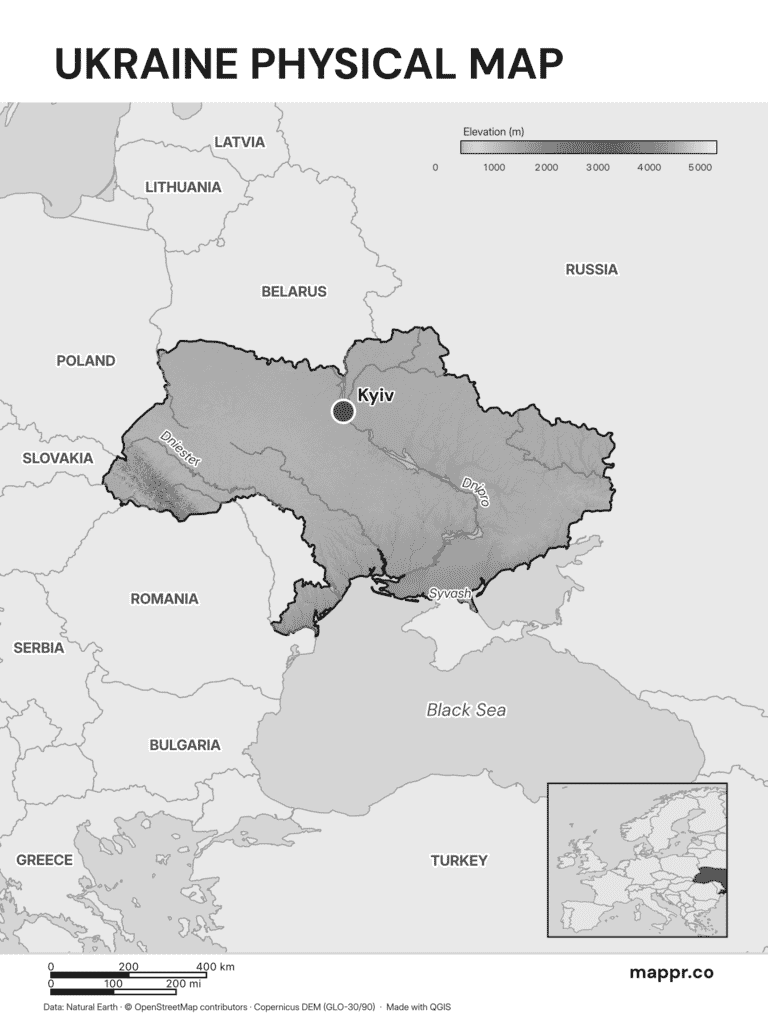 Neutral Ukraine Map Ukraine Maps — Free Printable Maps of Ukraine | Mappr