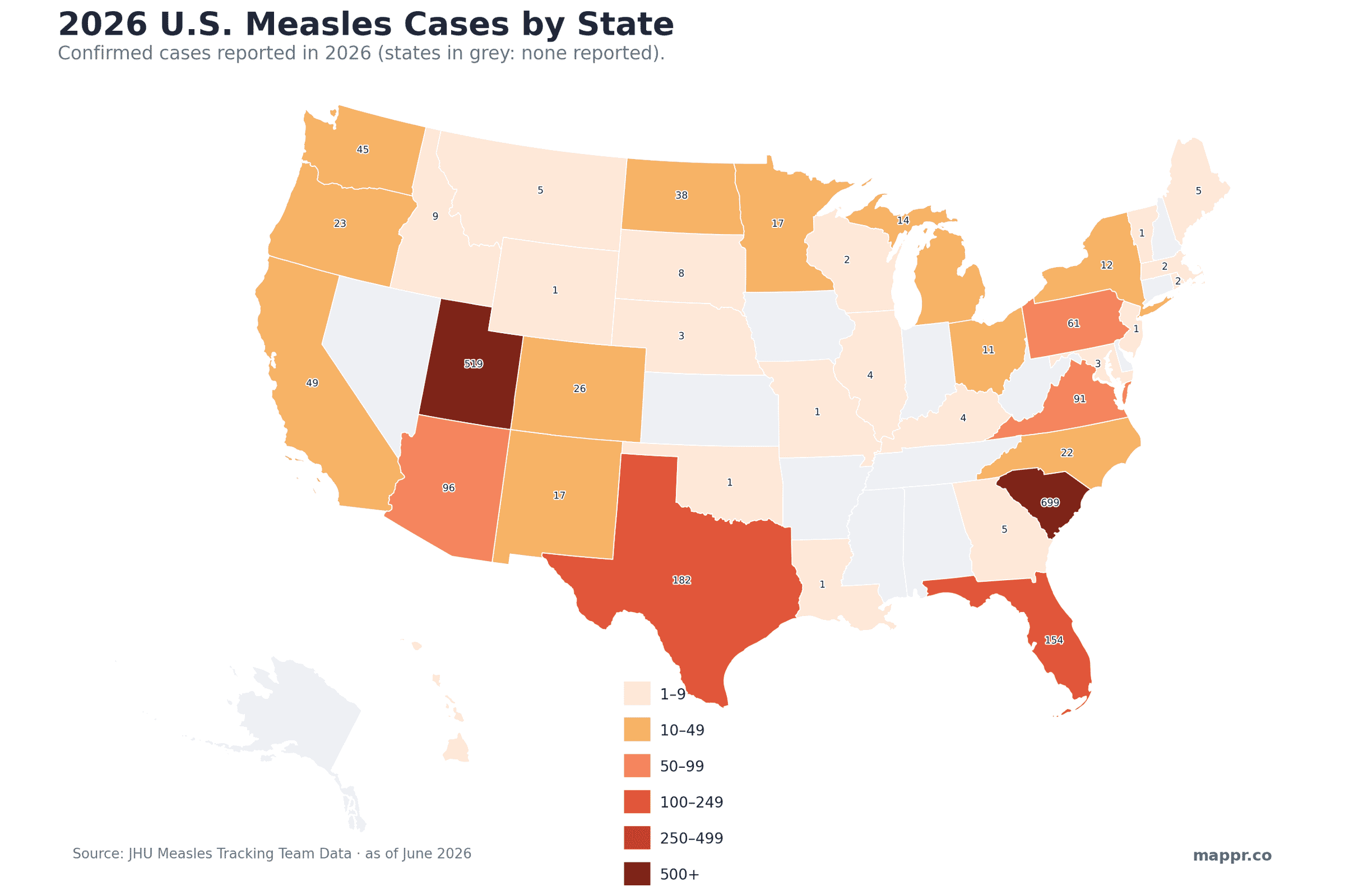 2026 U.S. Measles Outbreak Map by State: Cases, Hotspots, and Vaccination Gaps