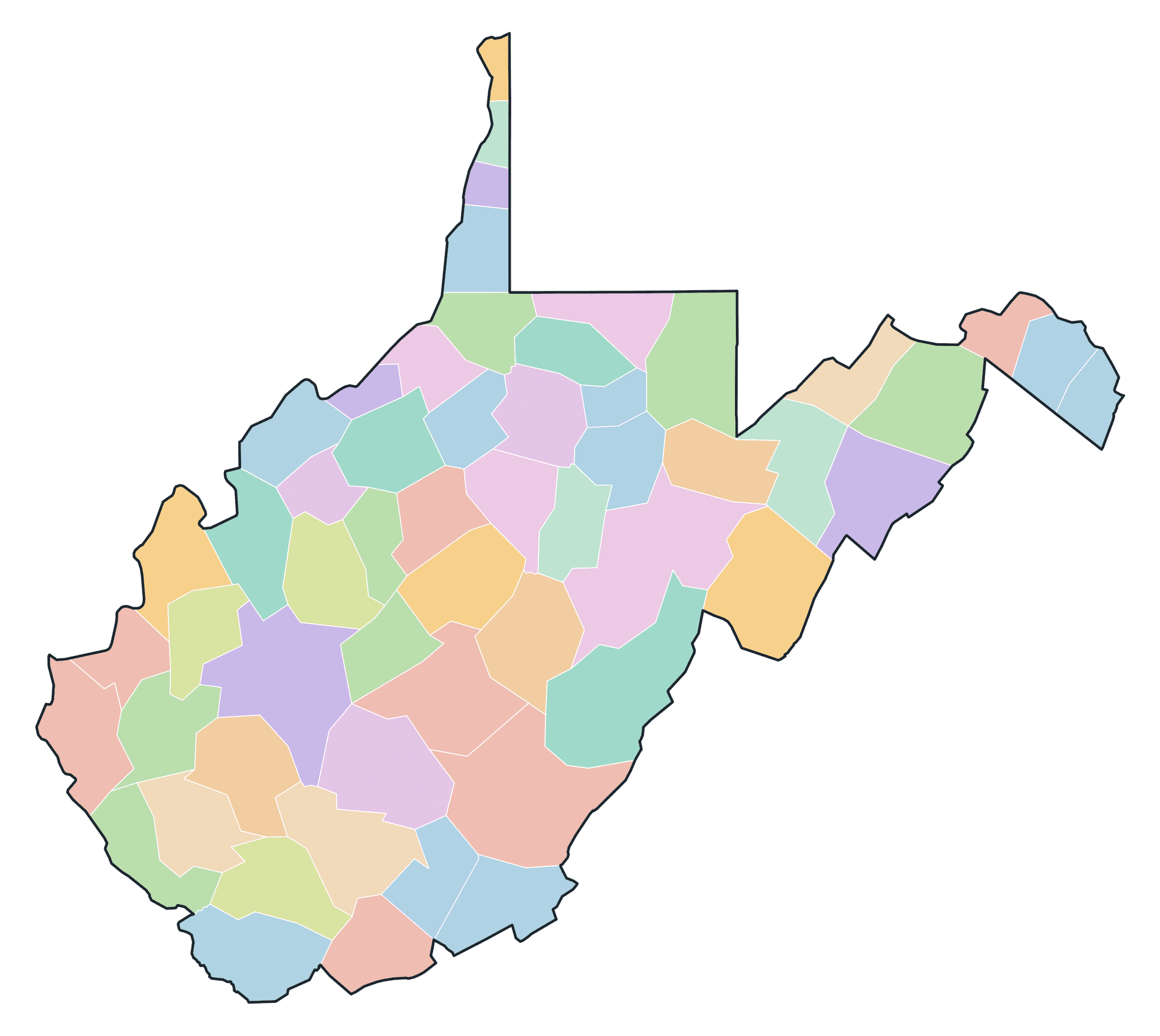 West Virginia Blank Maps