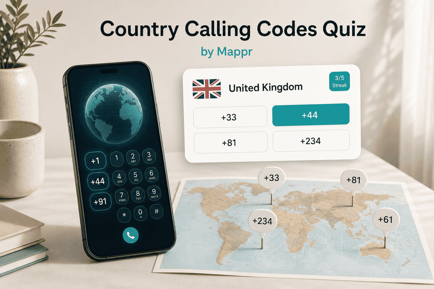 Country Calling Codes Quiz: Match Country to Code