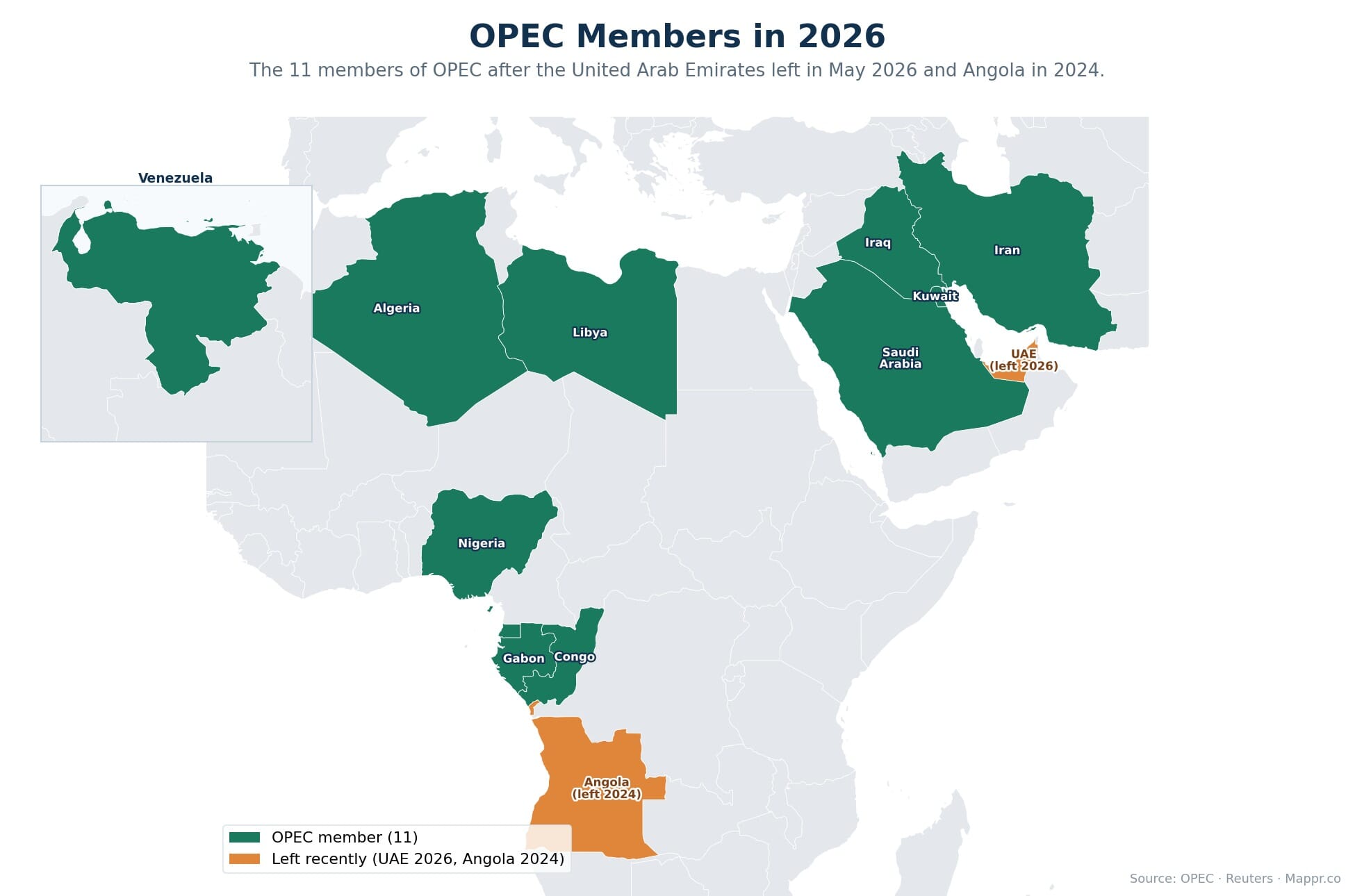 Organization of Petroleum Exporting Countries (OPEC)/Map of OPEC