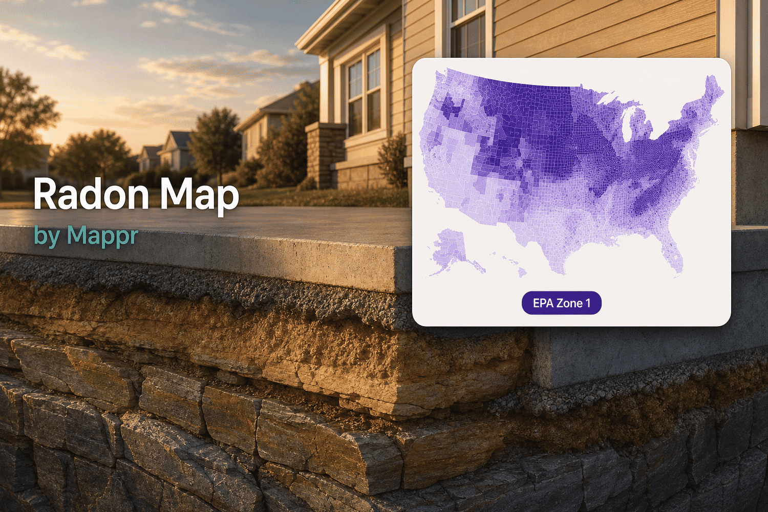 Radon Map of the United States: EPA Zones by County