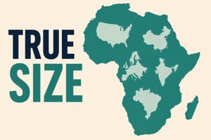 The true size of Africa and the UN-endorsed Equal Earth map, illustrated with country silhouettes inside Africa's outline